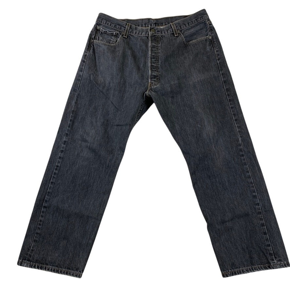 Levis 501 Mens Original Fit Button Fly Faded Black Jeans 34x27 Straight Leg